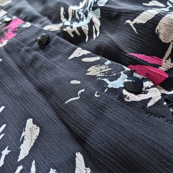 BANANA REPUBLIC Navy Pink Cutout Back Cool Combo Printed Lined Midi Dress Size 4 - Picture 7 of 9